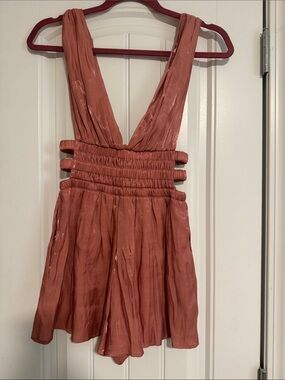 Sleeveless Deep-V Romper with Smocked Waist
